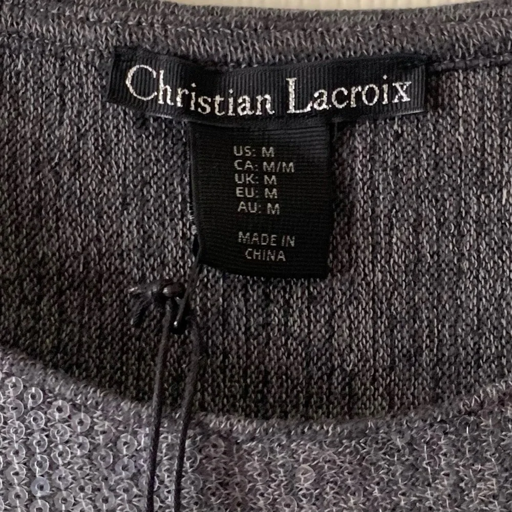 Christian Lacroix Women Grey Wide Leg Pants and Sequin Top, Two pieces set. M - Picture 2 of 16